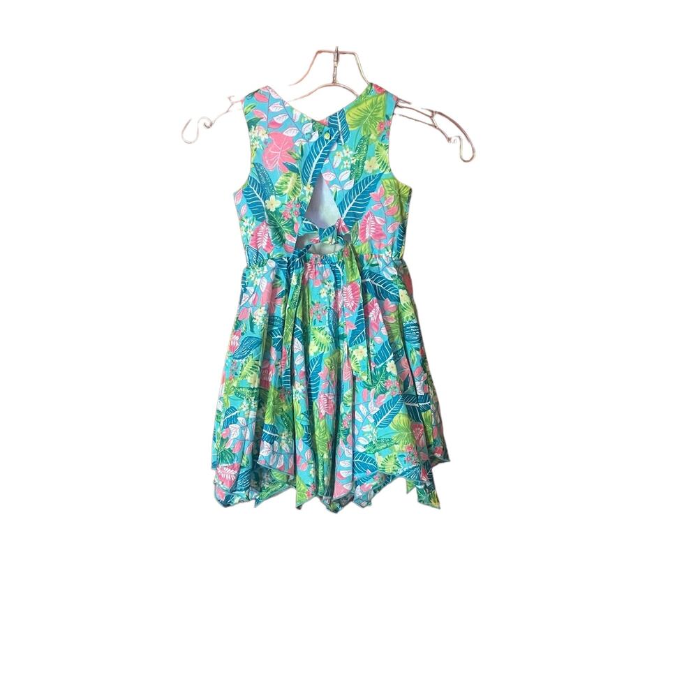 Tommy Bahama Girls Tropical Floral Print Handkerchief Hem Dress Sz 4T